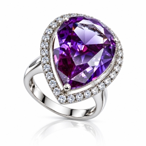 Anillo de Plata Con Amatista Piedra Grande