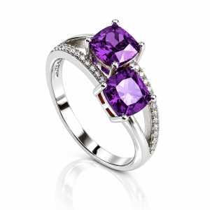 Anillo de Plata de Ley Con Amatista