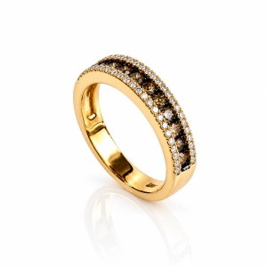 0.76 Ctw Anillo de Oro Amarillo de 14K con Diamante Chocolate