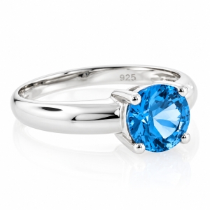 Hermoso Anillo de Plata de Ley y Topacio Azul