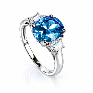 Anillo de Topacio Azul en Plata de Ley .925