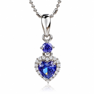 Colgante de Tanzanita Forma de Corazon Plata de Ley