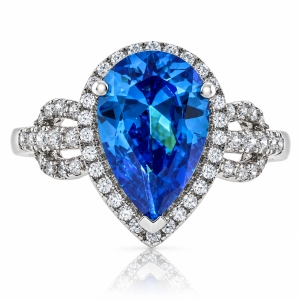 Anillo de Plata de Ley .925 con Topacio Azul