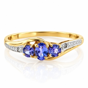 Anillo de Oro de 14k con Tanzanitas