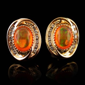 14K Gold Plated Quality Fire Opal Silver Earrings