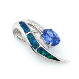 Dije de Plata .925 con Tanzanita y Ópalo