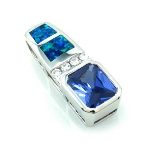 Dije de Plata de Ley .925 con Tanzanita y Ópalo Australiano