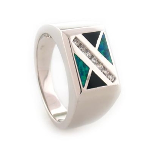 Anillo de Plata con Onix y Opalo