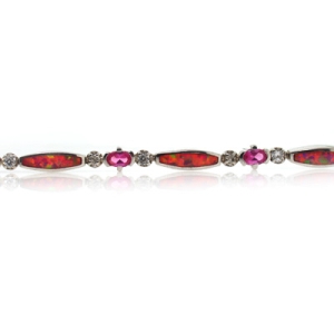 Pulsera de Plata de Ley .925 con Zafiro y Opalo Rosa