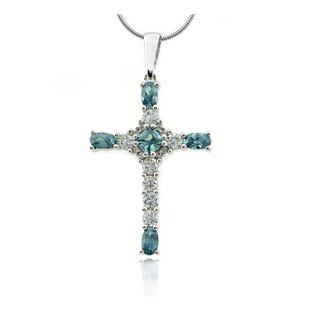 Sterling Silver Cross Alexandrite Pendant