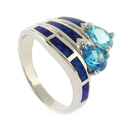 Cool Blue Opal Wedding Rings