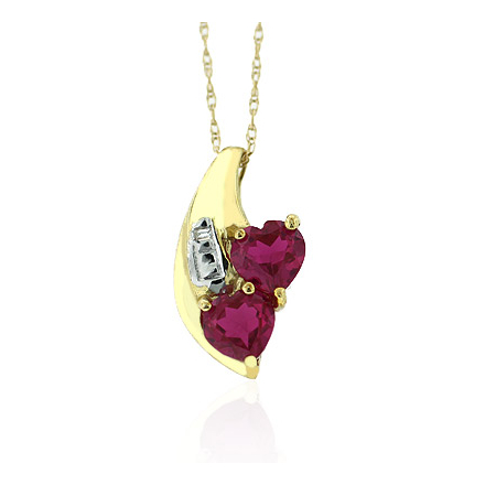 Ruby Heart Pendant Necklace In 10k Yellow Solid Gold - Ruby Heart Pendant Yellow Gold