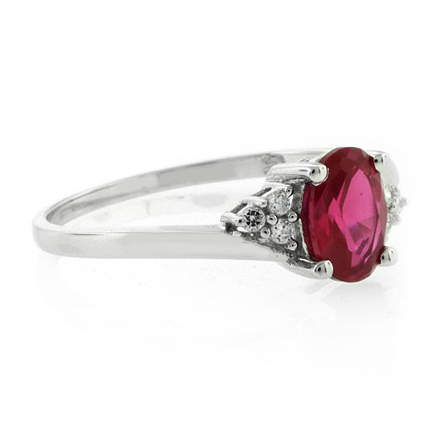 Oval Cut Red Ruby Silver Ring