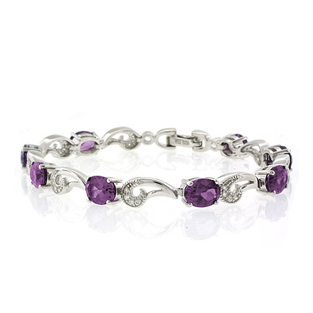 Color Change Alexandrite .925 Sterling Silver Bracelet Purple to Pink