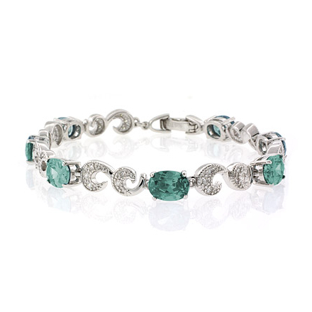 Fashion Oval Cut Alexandrite .925 Sterling Silver Bracelet