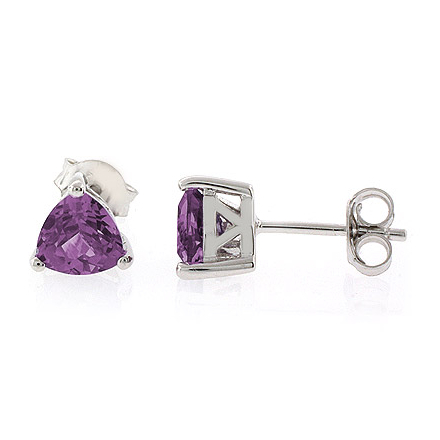 Alexandrite Trillion Cut Stud Earrings Purple to Pink