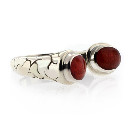Vintage Red Coral Sterling Silver Ring