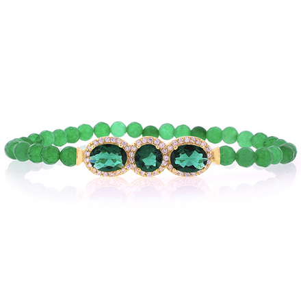 Beautiful Emerald Beaded Stretch Bracelet