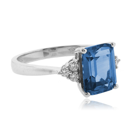 Emerald Cut Blue Topaz .925 Silver Ring