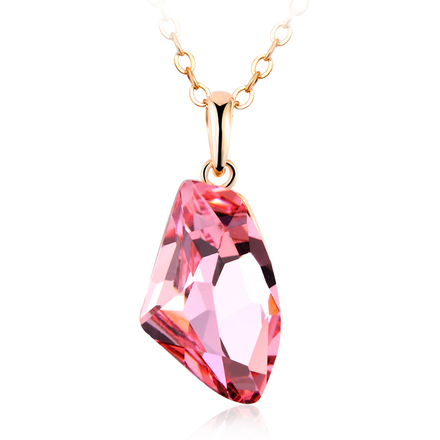 Divine 18K Gold Plated Pink Swarovski Crystal Necklace