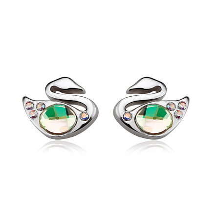 Beautiful Swarovski Green Color Swan Earrings