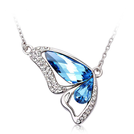 Aquamarine butterfly necklace cheap