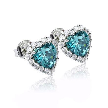 Heart Studs Alexandrite Earrings Color Change Stones in Sterling Silver