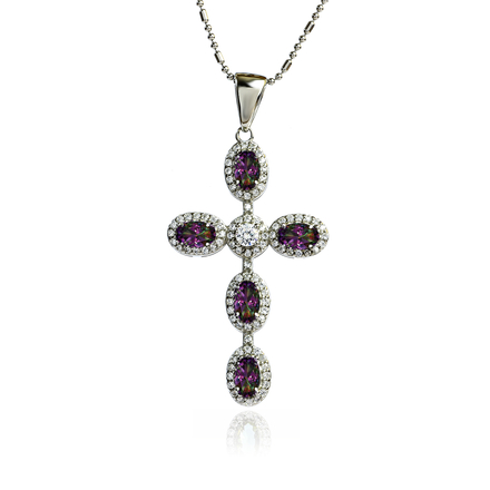 Silver Cross With Mystic Topaz