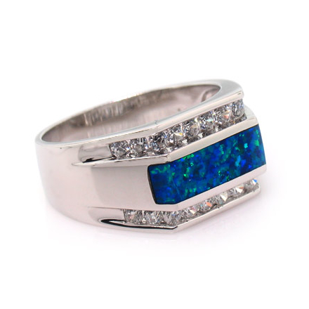 Australian Opal .925 Silver Mens Ring