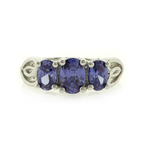 Anillo de Plata con 3 Gemas de Tanzanita