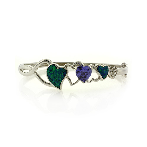 Brazalete de Plata .925 con Tanzanita y Opalo