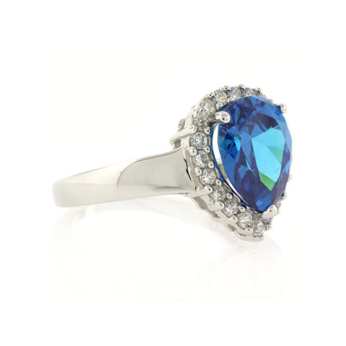 Anillo de Plata de Ley con Gema de Topacio Azul
