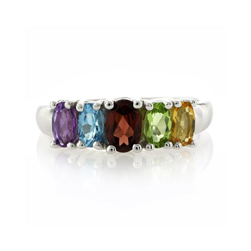 Hermoso Anillo de Plata .925 con Múltiples Gemas