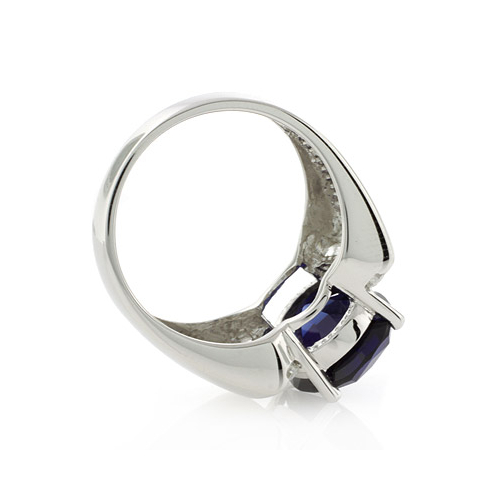 Anillo de Zafiro Azul Ovalado en Plata .925