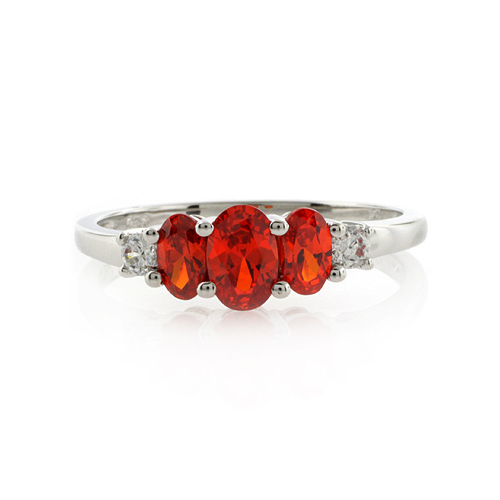 Anillo de Plata .925 con 3 Gemas de Opalo Cereza