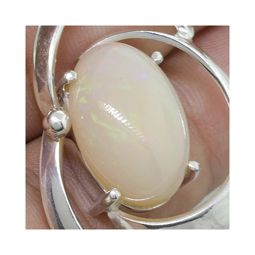 Dije de Plata .925 con Ópalo Blanco Natural