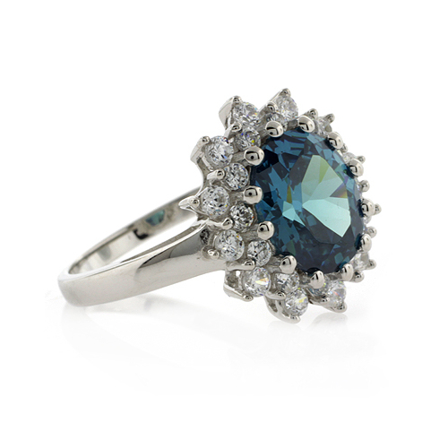 Anillo de Alejandrita Azul a Verde en Plata .925