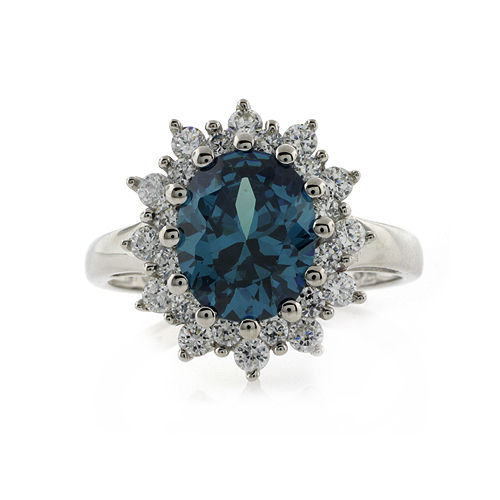 Anillo de Alejandrita Azul a Verde en Plata .925