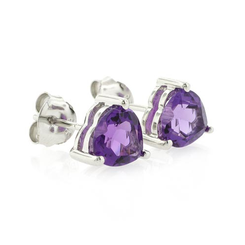Amethyst Heart Stud Earrings