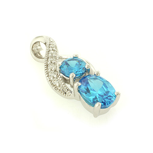 Dije de Plata .925 con 2 Gemas de Topacio Azul