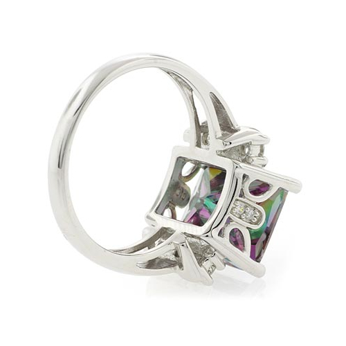 Anillo de Plata .925 con Topacio en Corte Esmeralda