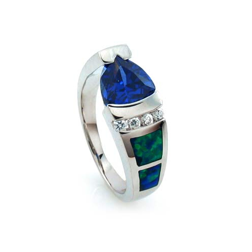 Anillo de Tanzanita y Ópalo Australiano en Plata