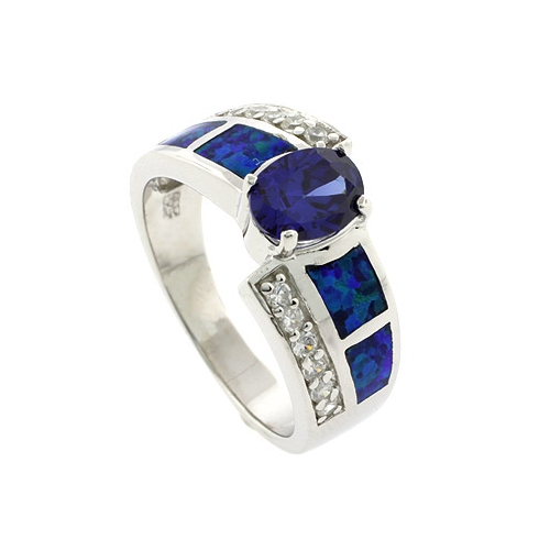 Anillo de Opalo con Tanzanita en Plata de Ley 925