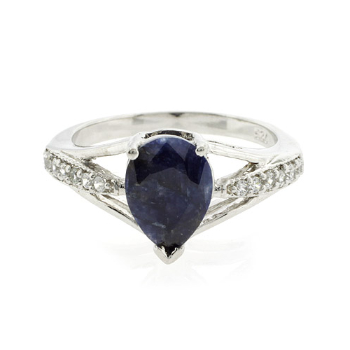 Anillo de Plata .925 con Zafiro Azul Genuino