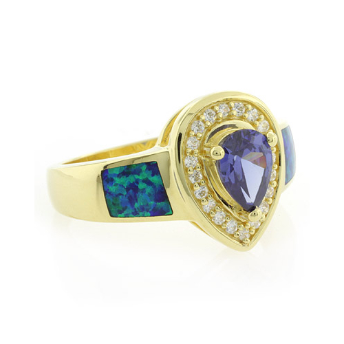 Anillo de Plata con Chapa de Oro y Tanzanita