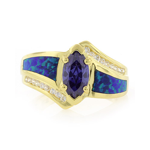 Anillo de Tanzanita en Plata con Chapa de Oro 14K