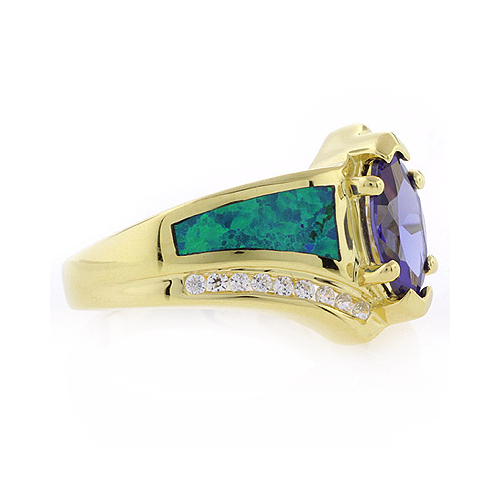 Anillo de Tanzanita en Plata con Chapa de Oro 14K