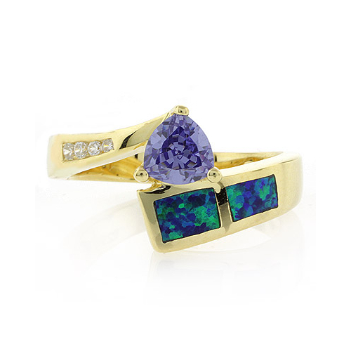 Anillo de Plata con Chapa de Oro y Tanzanita