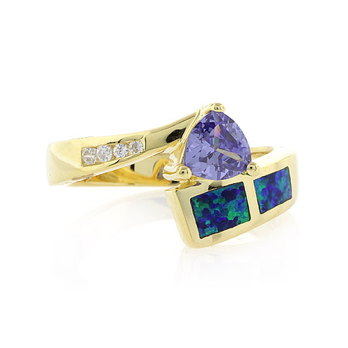 Anillo de Plata con Chapa de Oro y Tanzanita