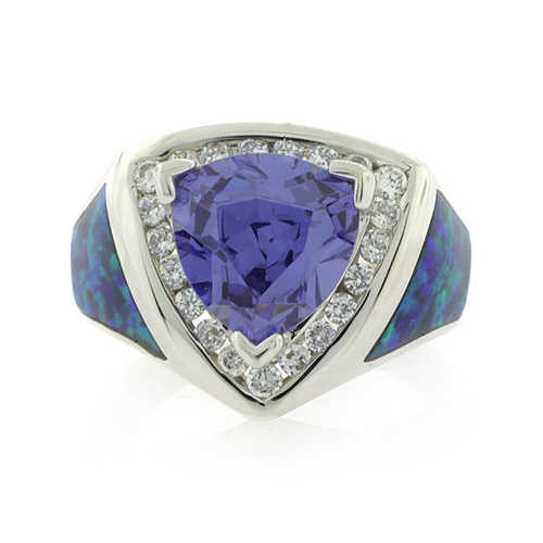 Anillo de Plata con Opalo Australiano y Tanzanita